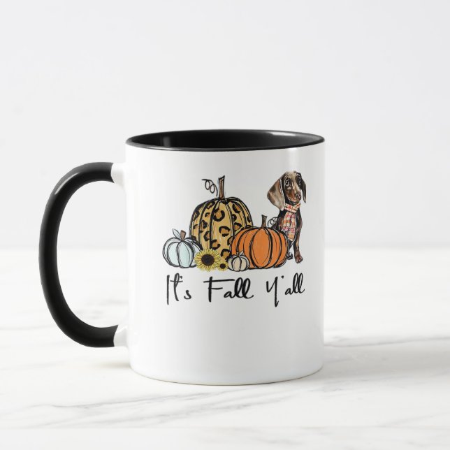 It’s Fall Y’all Dachshund Funny Casual Mug (Left)
