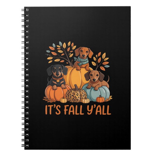 It’s Fall Y’all Dachshund Pumpkins Fall Classic Notebook (Front)