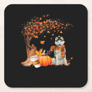It’s Fall Y’all Dog Autumn Aesthetic Style Square Paper Coaster