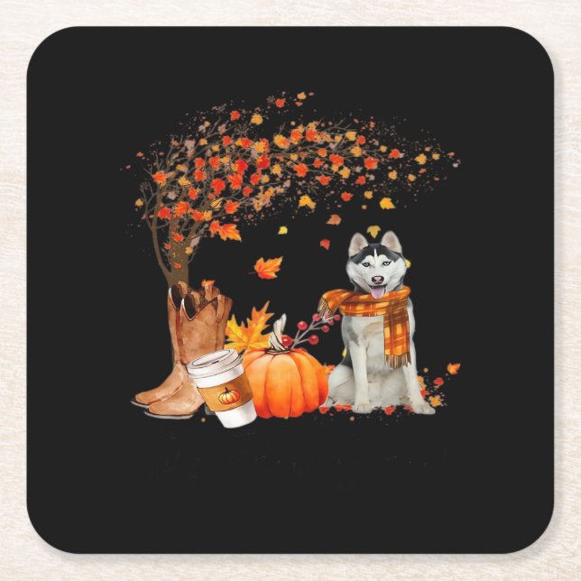 It’s Fall Y’all Dog Autumn Aesthetic Style Square Paper Coaster (Front)