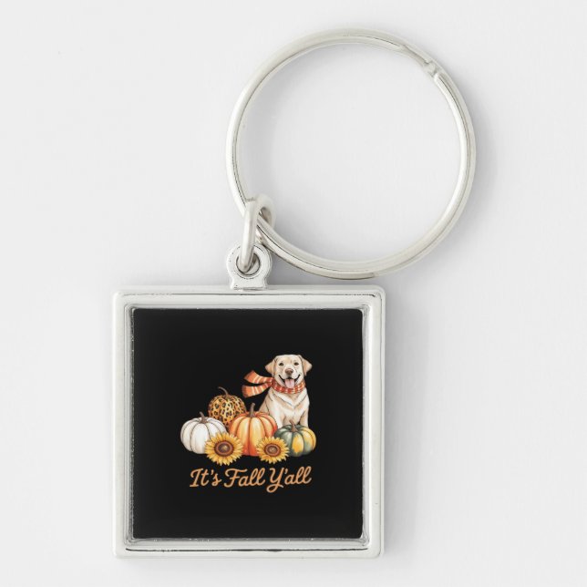 It’s Fall Y’all Dog Leopard Pumpkin Fall Creative  Key Ring (Front)