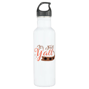 It’s Fall Y’all, Fall Pumpkin Skeleton Creepy Leaf 710 Ml Water Bottle
