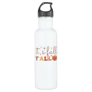 It’s Fall Y’all, Fall Pumpkin Skeleton Creepy Leaf 710 Ml Water Bottle