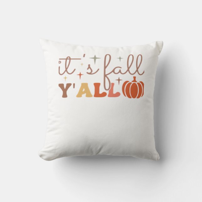 It’s Fall Y’all, Fall Pumpkin Skeleton Creepy Leaf Cushion (Front)