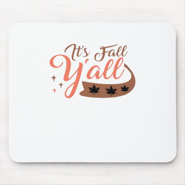 It’s Fall Y’all, Fall Pumpkin Skeleton Creepy Leaf Mouse Mat (Front)