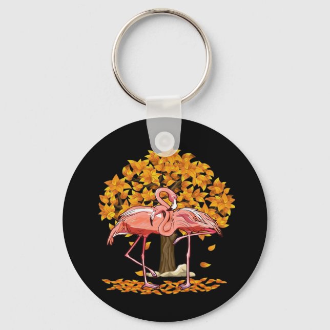 It’s Fall Y’all Flamingo Autumn Style Key Ring (Front)
