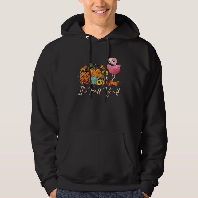 It s Fall Y all Flamingo Leopard Pumpkin Halloween Hoodie (Front)