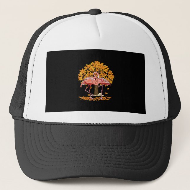 It’s Fall Y’all Flamingo Thanksgiving Halloween Trucker Hat (Front)
