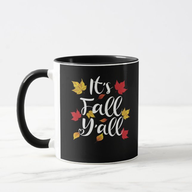 It’s Fall Y’all Funny Autumn Aesthetic Style Mug (Left)