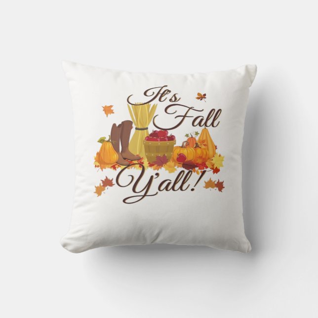 It’s Fall Y’all Funny & Cool Retro Cushion (Front)