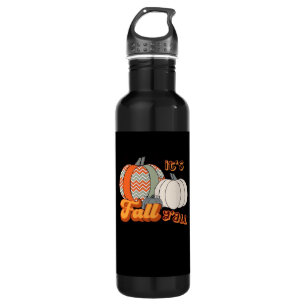 It’s Fall Y’all, Funny Pumpkins Chevron Pattern 710 Ml Water Bottle