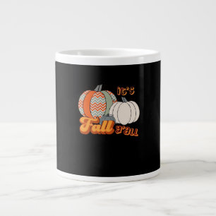 It’s Fall Y’all, Funny Pumpkins Chevron Pattern Large Coffee Mug