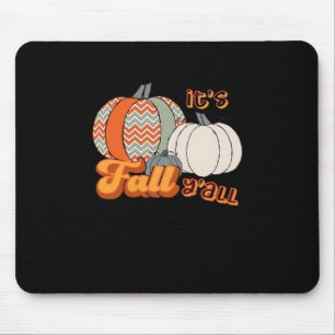 It’s Fall Y’all, Funny Pumpkins Chevron Pattern Mouse Mat