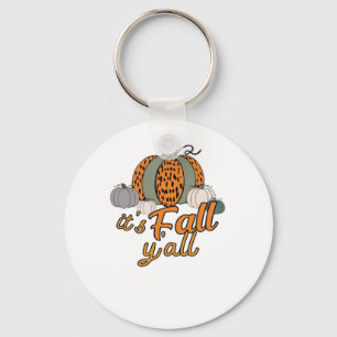 It’s Fall Y’all, Funny Pumpkins Leopard Pattern Key Ring