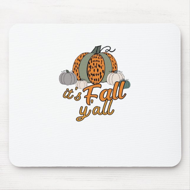 It’s Fall Y’all, Funny Pumpkins Leopard Pattern Mouse Mat (Front)