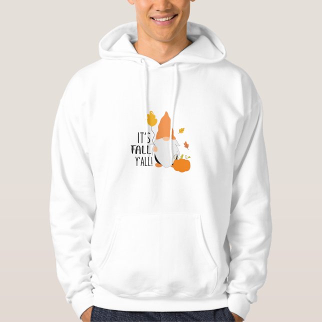 It’s Fall Y’all Gnome Cute Autumn Illustration Gra Hoodie (Front)