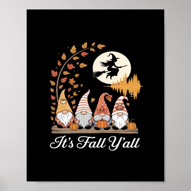 It’s Fall Y’all Gnomes Autumn Design Poster (Front)