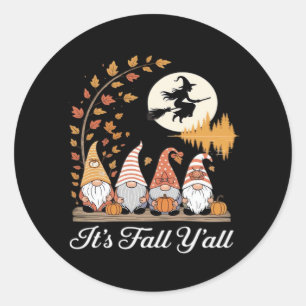 It’s Fall Y’all Gnomes Autumn Fall Classic Round Sticker