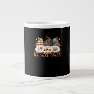It’s Fall Y’all Gnomes In Autumn Plaid And Leopard Large Coffee Mug