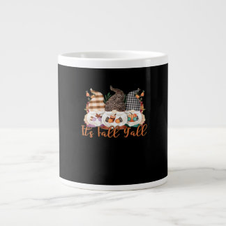It’s Fall Y’all Gnomes In Autumn Plaid And Leopard Large Coffee Mug