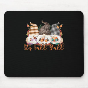 It’s Fall Y’all Gnomes In Autumn Plaid And Leopard Mouse Mat