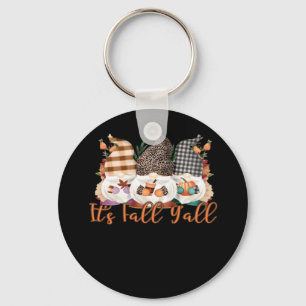 It’s Fall Y’all Gnomes Plaid Leopard Autumn Style Key Ring