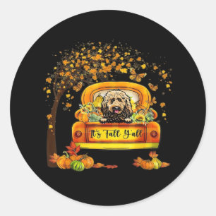 It’s Fall Y’all Goldendoodle Pumpkin Autumn Look Classic Round Sticker