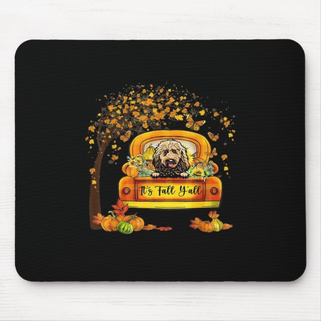 It’s Fall Y’all Goldendoodle Thanksgiving Pumpkin Mouse Mat (Front)