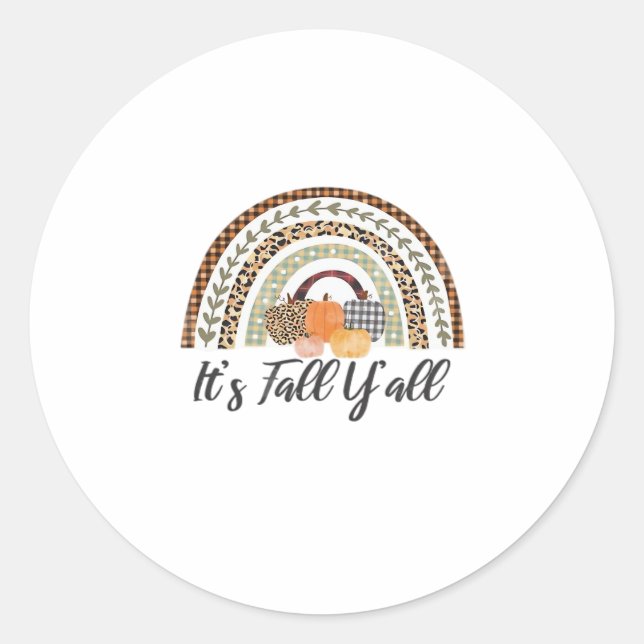 It’s Fall Y’all Graphic Style Classic Round Sticker (Front)