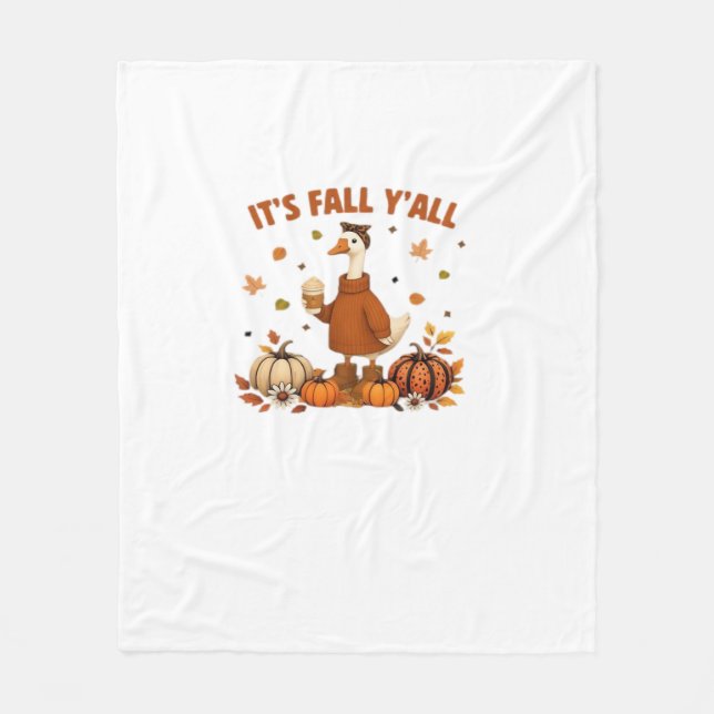 It’s Fall Y’all, Halloween Goose, Silly Goose, Aut Fleece Blanket (Front)