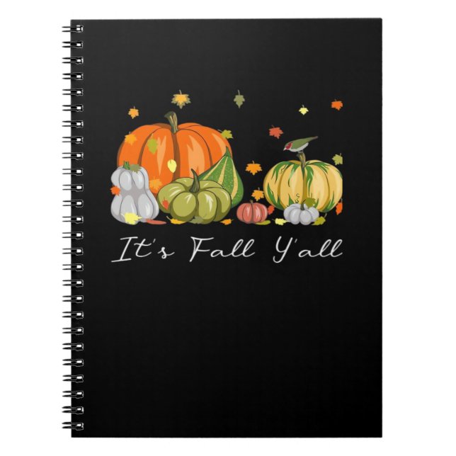 It’s Fall Y’all Halloween Pumpkin Autumn Leaves Th Notebook (Front)