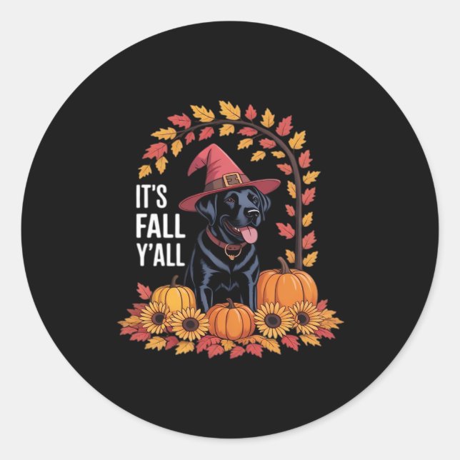 It’s Fall Y’all Halloween Thanksgiving Funny Quote Classic Round Sticker (Front)