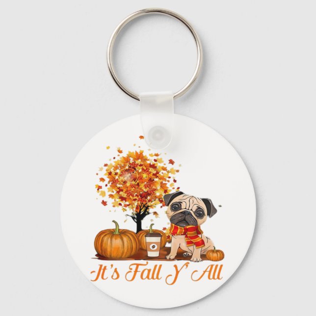 It’s Fall Y’all Halloween Thanksgiving Retro Class Key Ring (Front)