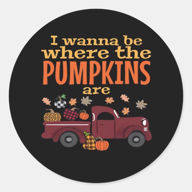 It’s Fall Y’all, Hello Autumn Pumpkin Classic Round Sticker (Front)