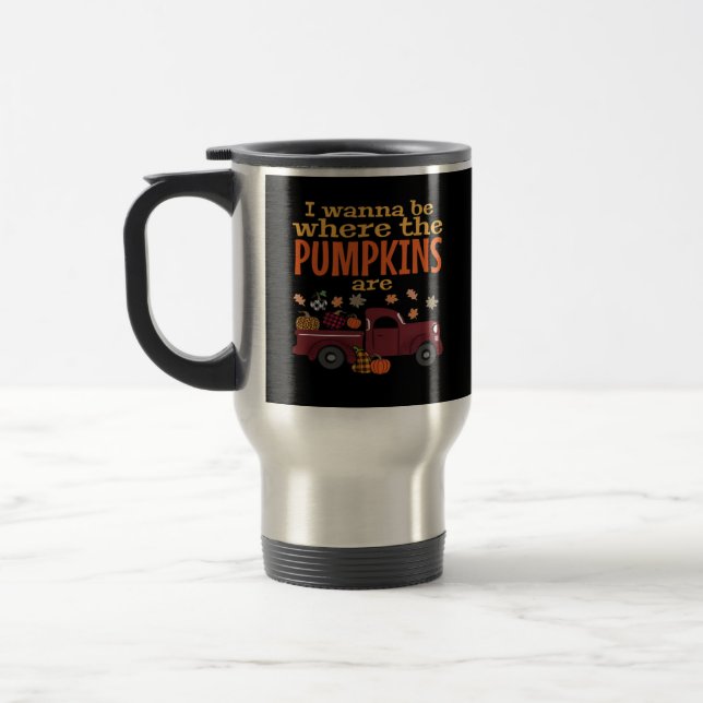 It’s Fall Y’all, Hello Autumn Pumpkin Travel Mug (Left)