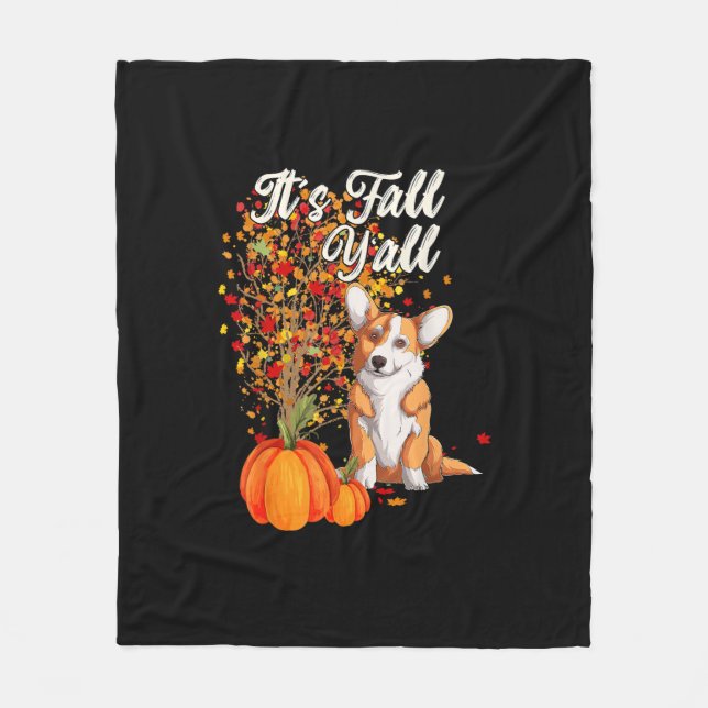 It’s Fall Y’all Leaf Fall Tree Hello Autumn Thanks Fleece Blanket (Front)