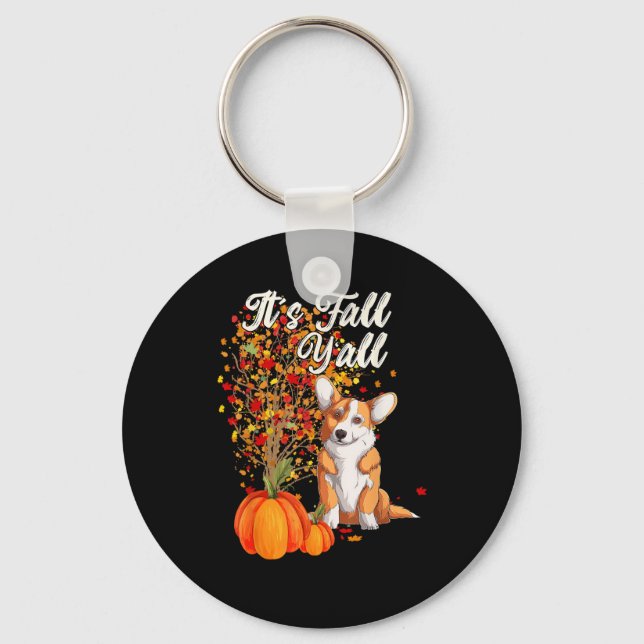 It’s Fall Y’all Leaf Fall Tree Hello Autumn Thanks Key Ring (Front)