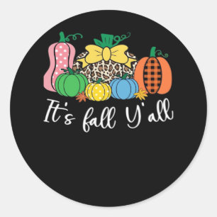 It’s Fall Y’all Leopard Pattern Pumpkin Classic Round Sticker