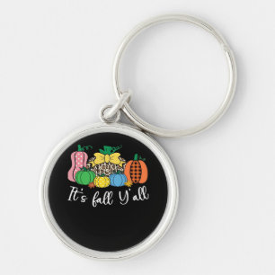 It’s Fall Y’all Leopard Pattern Pumpkin Key Ring
