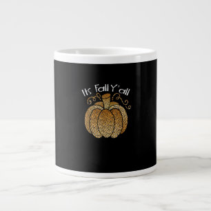 It’s Fall Y’all Leopard Print Pumpkin Rustic Happy Large Coffee Mug