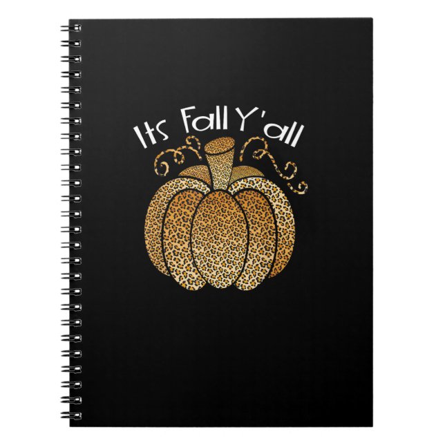 It’s Fall Y’all Leopard Print Pumpkin Rustic Happy Notebook (Front)