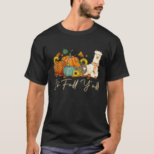 It s Fall Y all Llama Leopard Pumpkin Halloween Fa T-Shirt