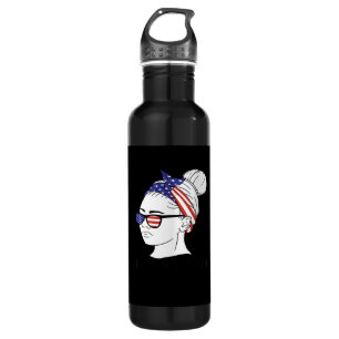 It’s Fall Y’all Messy Bun Women USA Flag 710 Ml Water Bottle