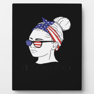 It’s Fall Y’all Messy Bun Women USA Flag Plaque