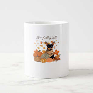 It’s Fall Y’all - Miniature Pinscher With Pumpkins Large Coffee Mug