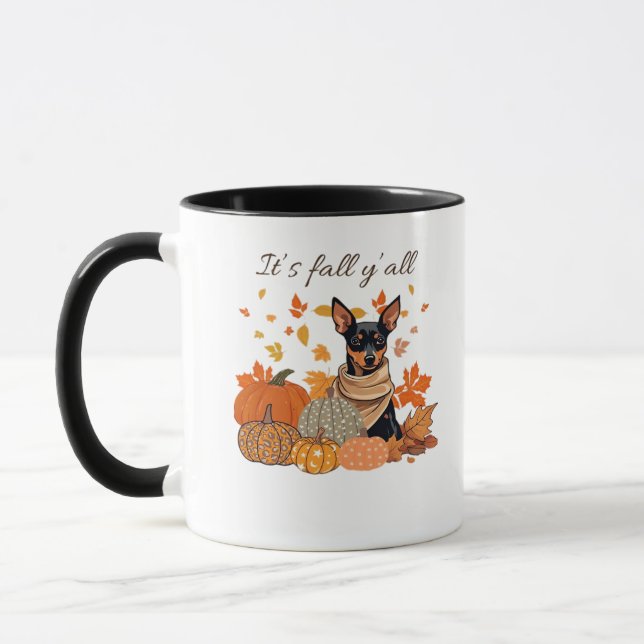 It’s Fall Y’all - Miniature Pinscher With Pumpkins Mug (Left)