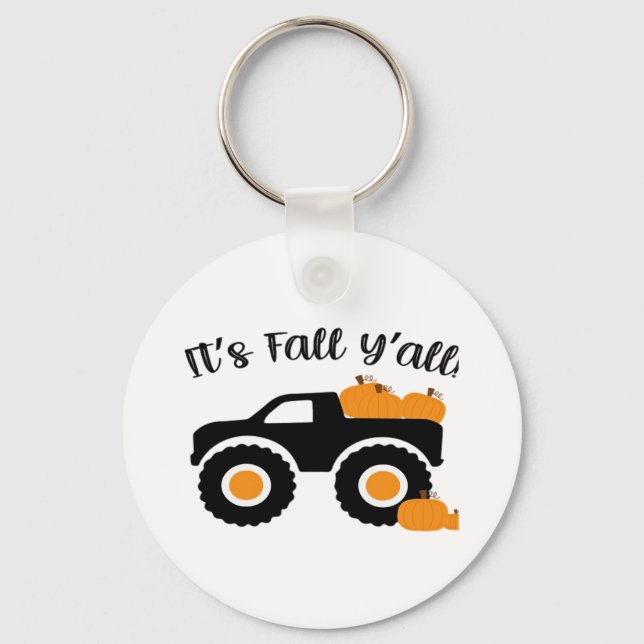 It’s Fall Y’all Monster With Pumpkins Graphic Desi Key Ring (Front)