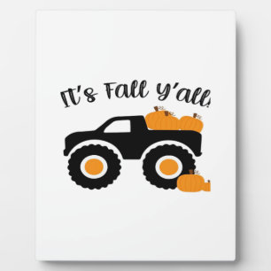 It’s Fall Y’all Monster With Pumpkins Graphic Desi Plaque