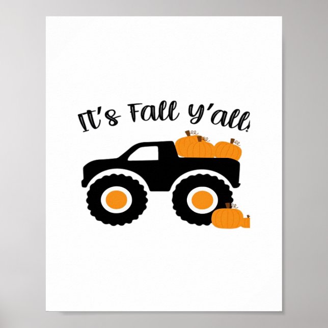 It’s Fall Y’all Monster With Pumpkins Graphic Desi Poster (Front)