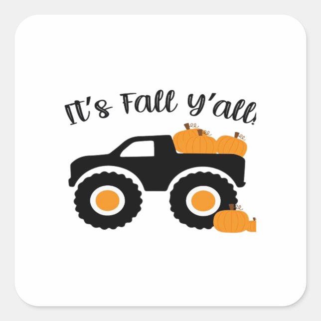 It’s Fall Y’all Monster With Pumpkins Graphic Desi Square Sticker (Front)